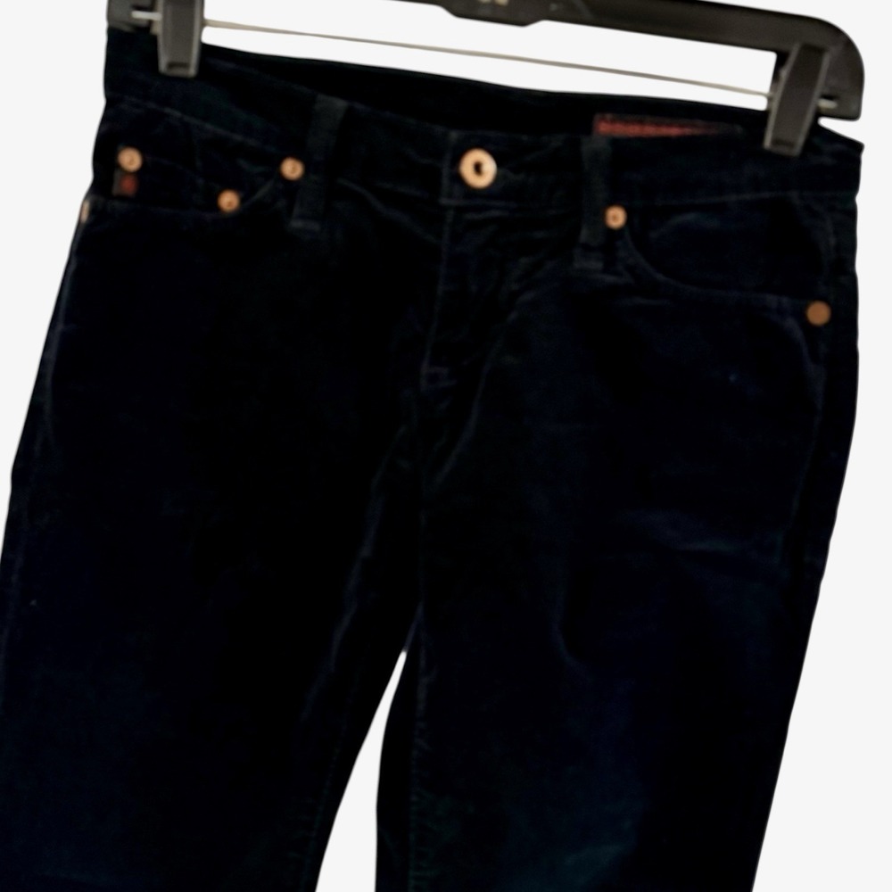 AG Adriano Goldschmied Velvet Jeans Womens 25R Black Skinny Raw Hem Made In USA